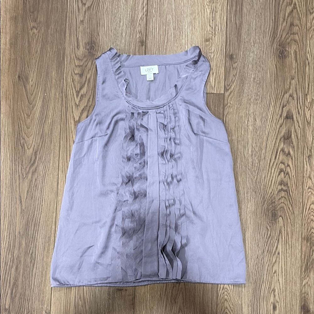 LOFT Purple Ruffled Tank Top women’s petite medium